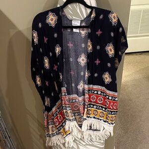 Melrose and Market Black Multicolor Kimono Top